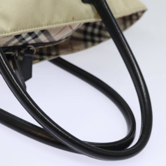 BURBERRY Nova Check Blue Label Hand Bag Nylon Beige Auth 81676 - Picture 10 of 16